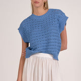 Elan Short Sleeve Blue Sweater