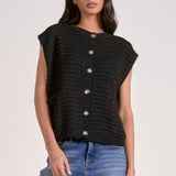 Elan Cardigan Sweater in Black with Silver Buttons