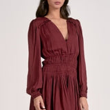 Elan Satin Plum Dress