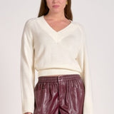 Elan Off White V Neck Sweater