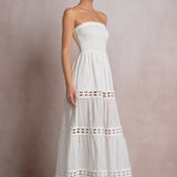 Elan Maxi Strapless Tiered White