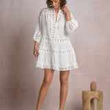 Elan 3/4 Sleeve Mini Dress in White