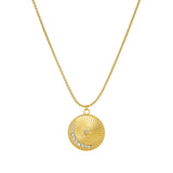 Marlyn Schiff Large Pave Moon and Star Etched Pendant Necklace