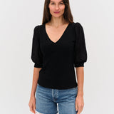 Esme Ribbed V-Neck Eyelet