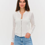 The Cutout Open Knit Zip Up