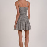 Elan Black/White Printed Button Front Dress