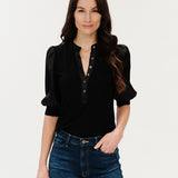 Sixty/Fifty Grace Satin Sleeve Ribbed Henley Top