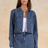 Elan Diamond Stitch Denim Jacket