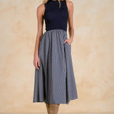 Elan Mixed Media Striped Maxi Dress