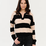 Kate Striped Collared L/S Sweater (Black and Oat)