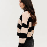 Kate Striped Collared L/S Sweater (Black and Oat)