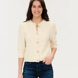 Lou Waffle Cardigan in Ivory