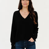 Geneva V-Neck Frayed Sweater