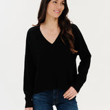 Geneva V-Neck Frayed Sweater