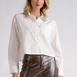 Embellished Collar Button Down Shirt