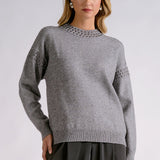 Studded Grey Crewneck Sweater
