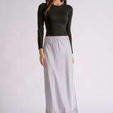 Silver Lace Trim Maxi Skirt
