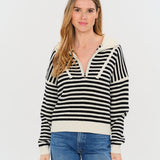 Matilda 3/4 Zip Striped Pullover