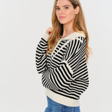 Matilda 3/4 Zip Striped Pullover