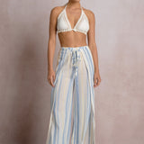 Elan Drawstring Blue and Yellow Stripe Pants