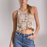 Flower Knit Tank Sweater