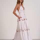 White Flower Detail Maxi Dress