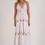 White Flower Detail Maxi Dress