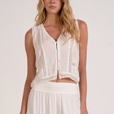 Off White Lace Panel Top