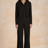 Black Long Sleeve Top with Collar