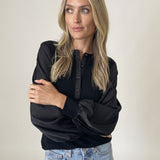 Six/Fifty Janie Ribbed Satin Sleeve Top