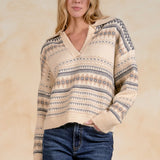Elan Off White V-Neck Sweater