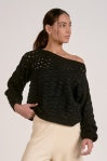 Elan Wide Neck Open Knit Sweater