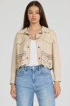Dear John Retta Laser Cut Faux Suede Shirt Jacket