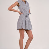 Elan Belted Striped Tier Dress