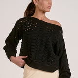 Elan Wide Neck Open Knit Sweater