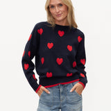 Valentina Heart Sweater Navy/Red