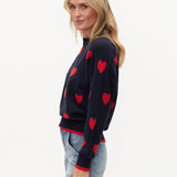 Valentina Heart Sweater Navy/Red